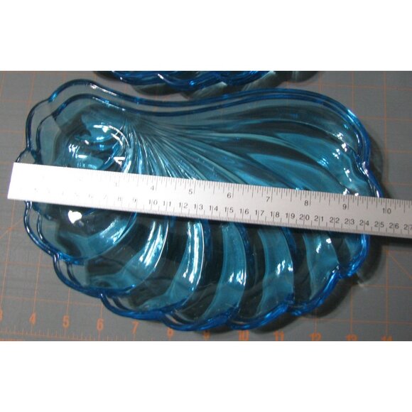 Hazel Atlas MCM Turquoise Blue Seashell Snack Set 4 Plates & Cups Retro Aqua Bea - Picture 4 of 12